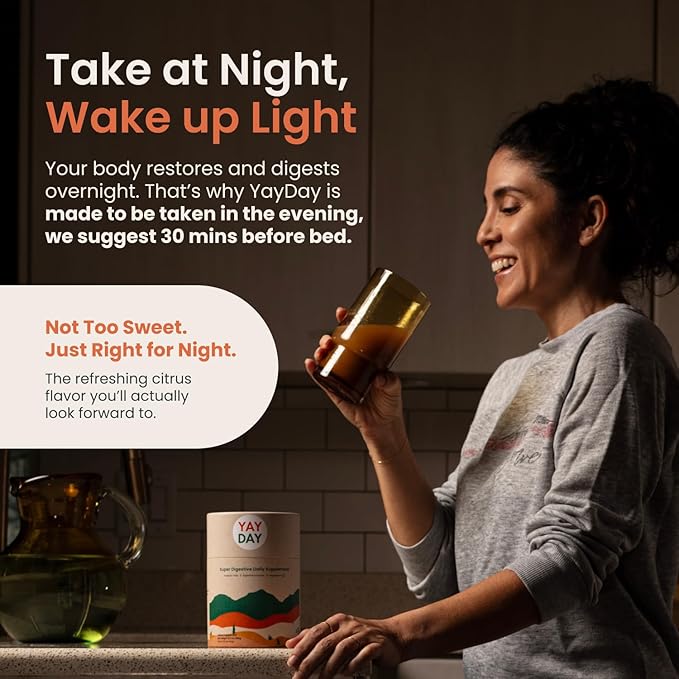 Nighttime Prebiotic Fiber Powder with Digestive Enzymes & Magnesium Glycinate for Sleep | Gut Health Supplement for Women & Men - Digestion Support, Bloating Relief - Citrus, 30 Scoops-StrideForce Fitness