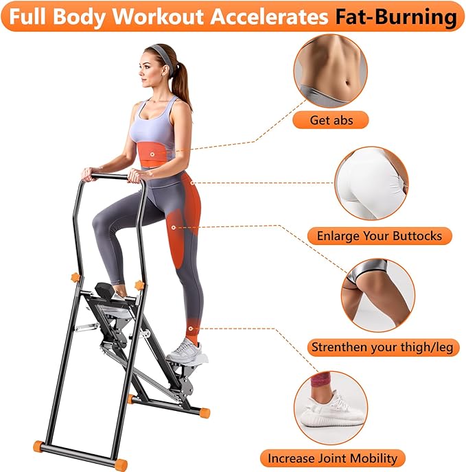 Stair Stepper with Adjustable Resistance for Home Cardio Workout,Upgraded Vertical Climber Machine Full-Body Workout,Compact Folding Exercise Climber, Adjustable Handlebar & Pedals-StrideForce Fitness