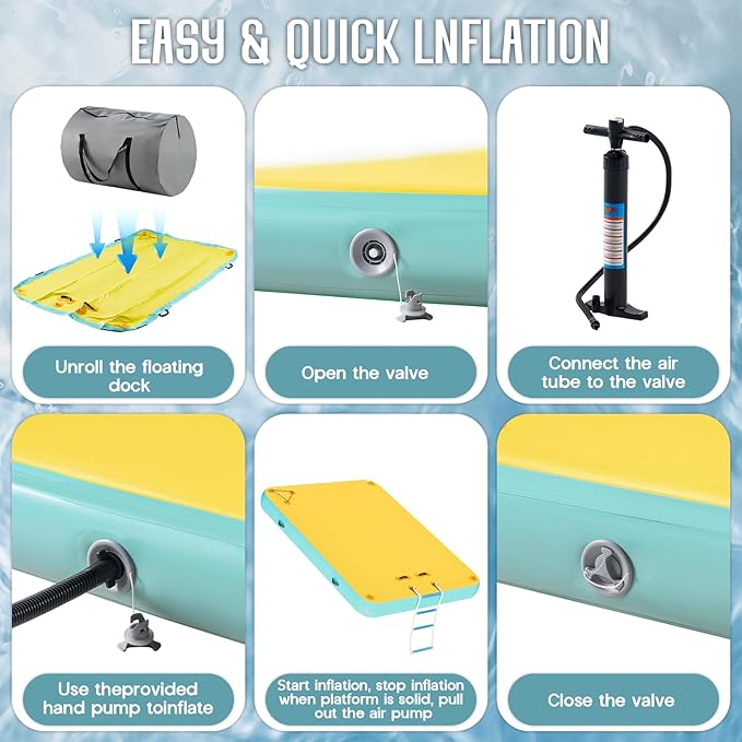 Specraft Inflatable Floating Dock, Non-Slip Air Dock Platform loating Island Raft with Rope Ladder for Pool Lake Beach Ocean-StrideForce Fitness