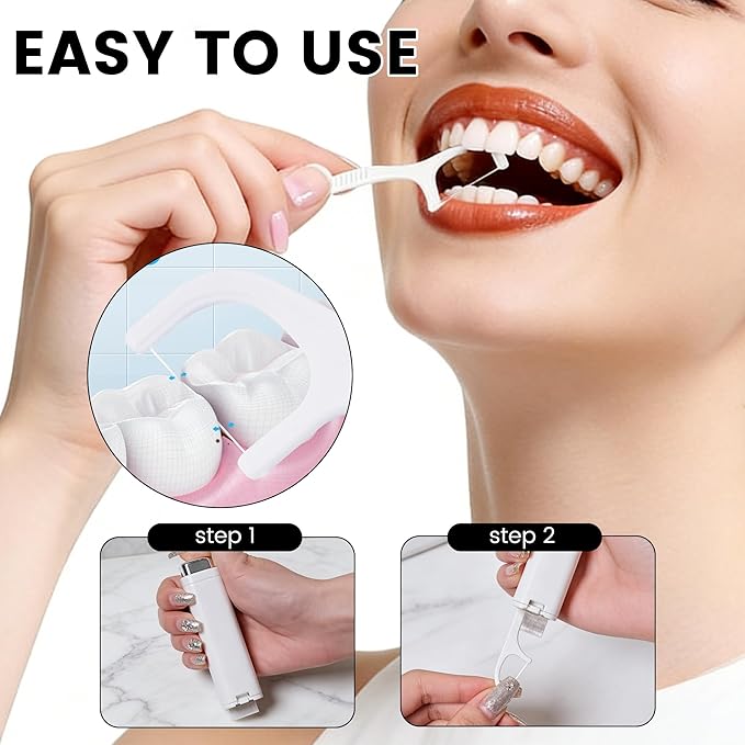 Portable Floss Dispenser with 100 Pcs Dental Floss, 2026 New Dental Floss Dispenser Dental Floss Picks Case, Refillable Automatic Travel Floss Pick Organizer Pocket Floss Boxes (3 Pcs Mix Color)