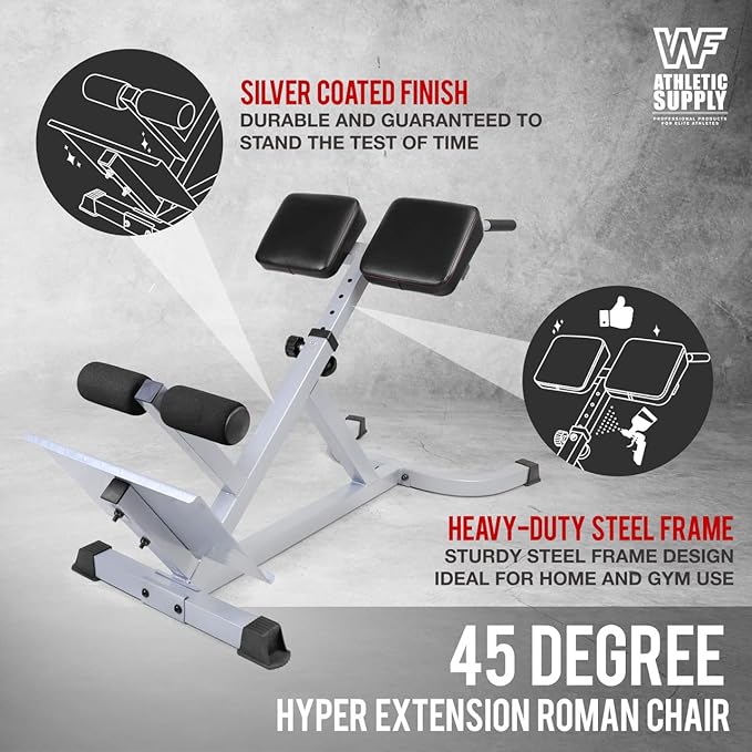 CAPHAUS 45 Degree Roman Chair Glutes Hamstring Workout Equipment for Muscle Strength Training Fitness, with Dip Station, Adjustable Hyperextension Ab Bench, Multi-Functional Back Machines-StrideForce Fitness
