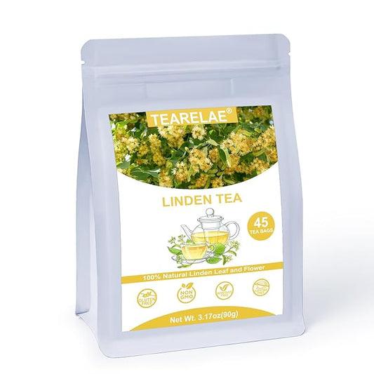 TEARELAE - Linden Tea Bags, 45 Count - Premium Natural Linden Flower & Leaf - Cut & Sifted Te de Tilo - Caffeine-free - Non-GMO - Soothing Herbal Tea for Evening Relaxation-StrideForce Fitness