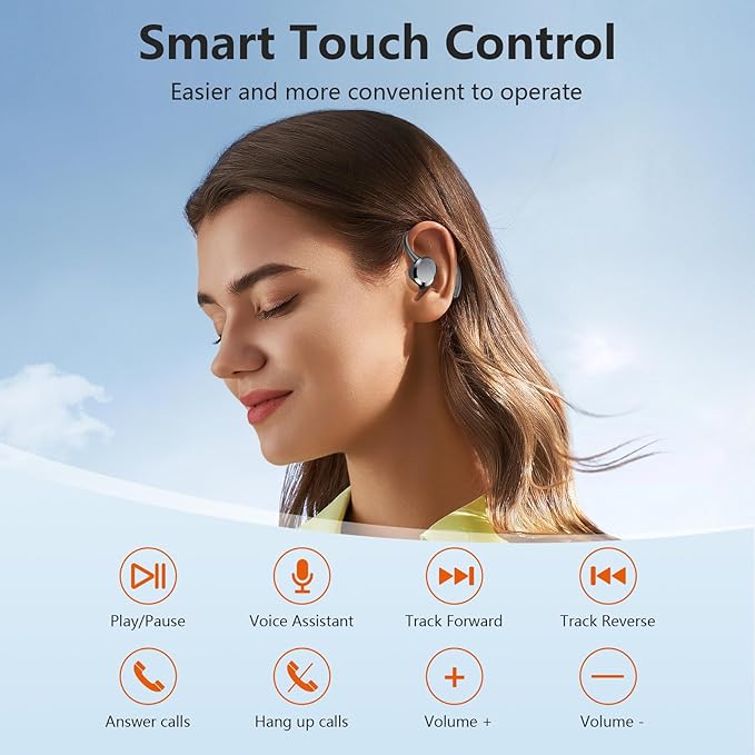 Wireless Earbuds, 2025 New Bluetooth 5.4 Headphones Sport Earphones with 68Hrs Playtime LED Display ENC Noise Cancelling Mic, IPX7 Waterproof Over Ear Ear Buds with Hook for Sports/Running-StrideForce Fitness