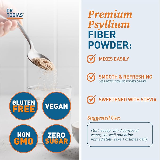 Dr. Tobias Colon Everyday Health - Gut Health for Women & Men - Psyllium Fiber Powder Drink with 4g Psyllium Husk Powder per Serving, Vegan, Gluten Free, Non-GMO, Peach Mango, 60 Servings-StrideForce Fitness