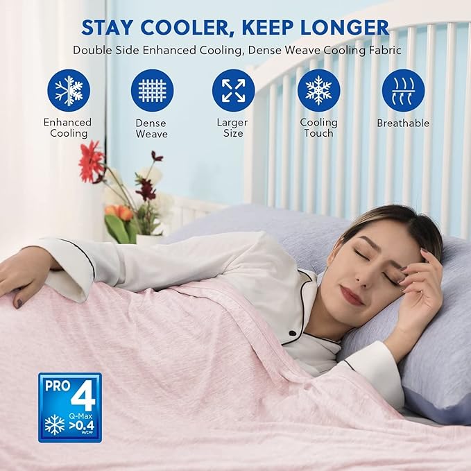HOMFINE Cooling Blankets for Hot Sleepers - Summer Blanket Thin Lightweight Breathable Soft Double Side Enhanced Cooling for Bed Couch Sofa, Keep Cool for Night Sweats (Pink, 50 x 70 inches)-StrideForce Fitness