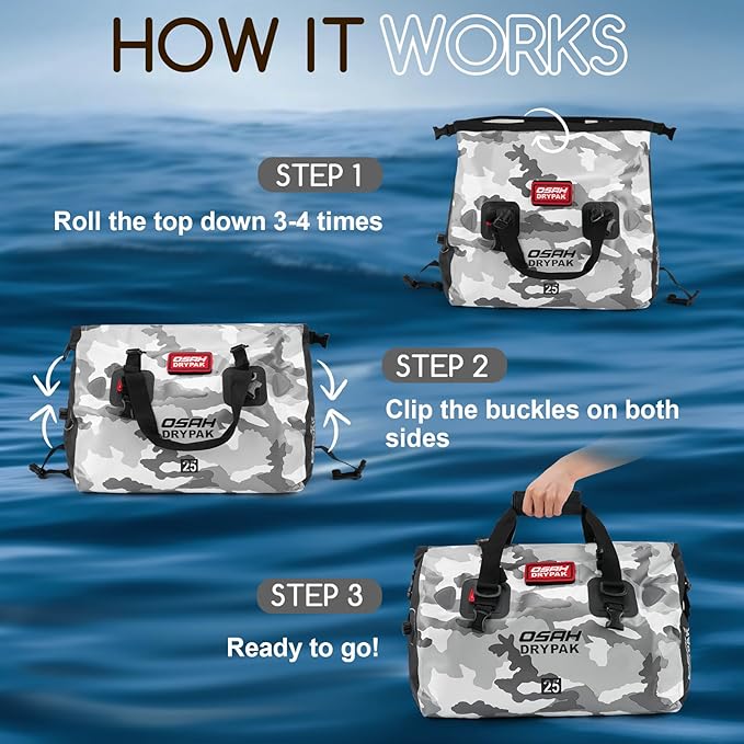 Waterproof Duffel Bag - Motorcycle Dry Bag Tail Bag with Large Storage Space, Waterproof Luggage Duffle Bags with Outer Mesh Zipper Pocket for Camping, Kayaking, Fishing & Traveling-StrideForce Fitness