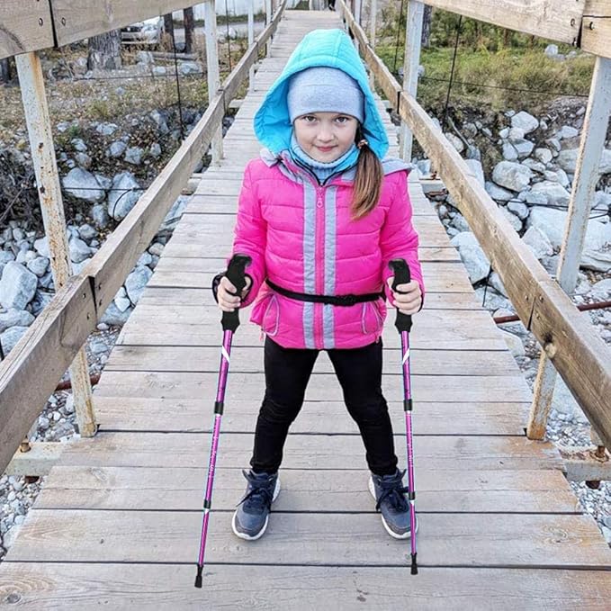 Hiking Trekking Poles, 2 Pack Anti Shock, Adjustable, Collapsible Hiking Poles for Trekking or Walking, Lightweight Aluminum Sticks for Children-StrideForce Fitness