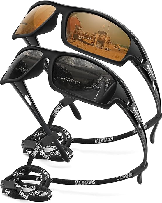 Polarized Sports Sunglasses for Men 100% UV Protection Wrap Around Unbreakable Sun Glasses for Fishing Driving-StrideForce Fitness