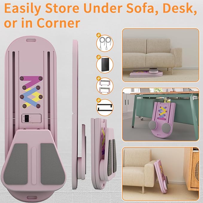 Pilates Reformer Board, 6 in 1 Portable & Foldable Pilates Reformer Set with Resistance Bands, Pilates Board for Home Workout, Multifunctional Abdominal Board-StrideForce Fitness