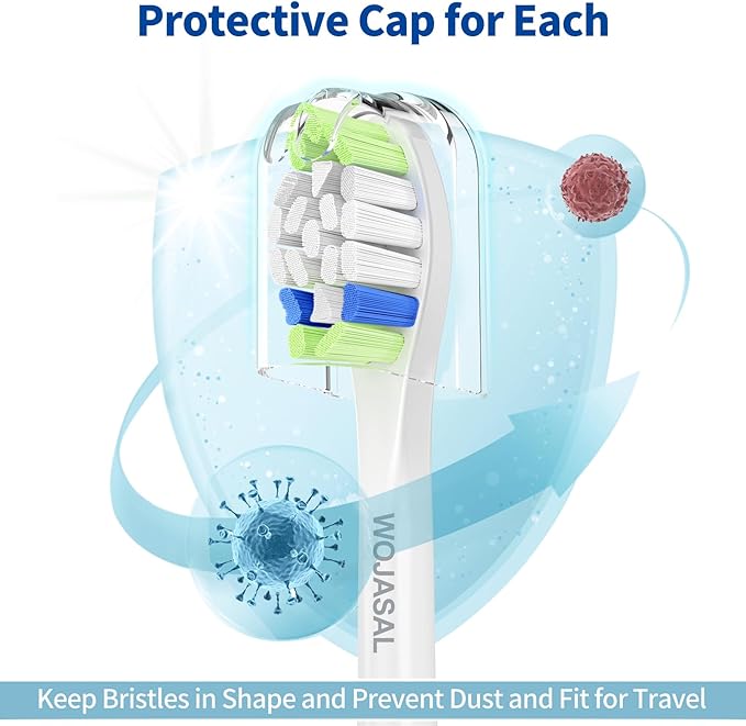 Replacement Toothbrush Brush Heads Compatible with Philips Sonicare Electric Toothbrushes with Click-on System Dupont Bristles for Optimal Plaque Remove, Pack of 10, White