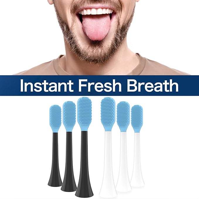 Tongue Scraper Heads for Philips Sonicare Click-On Handles – Gentle & Effective Tongue Cleaner, Fresh Breath, 3 Pack, Replacement Brush Heads (Black, Click-On Handles)