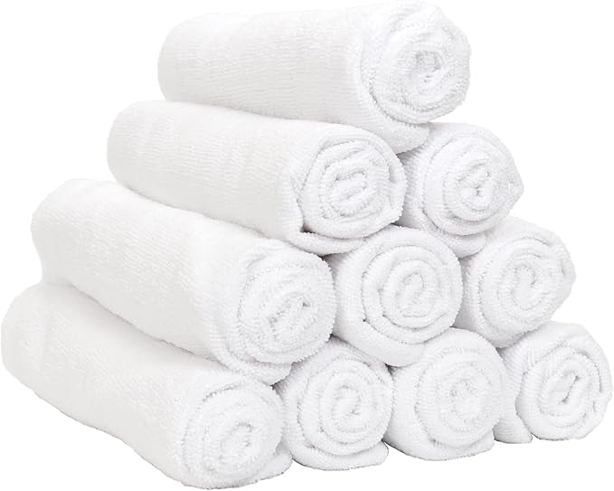 Arkwright Microfiber Gym Towel - Pack of 12 - Super Soft, Quick Dry Workout Sweat Towels, 300 GSM Lightweight & Absorbent for Sports, Working Out, Yoga, and Spa, 16 x 27 in, White-StrideForce Fitness
