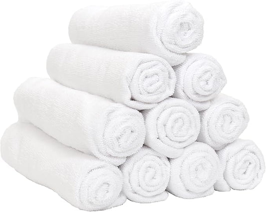 Arkwright Microfiber Gym Towel - Pack of 12 - Super Soft, Quick Dry Workout Sweat Towels, 300 GSM Lightweight & Absorbent for Sports, Working Out, Yoga, and Spa, 16 x 27 in, White-StrideForce Fitness