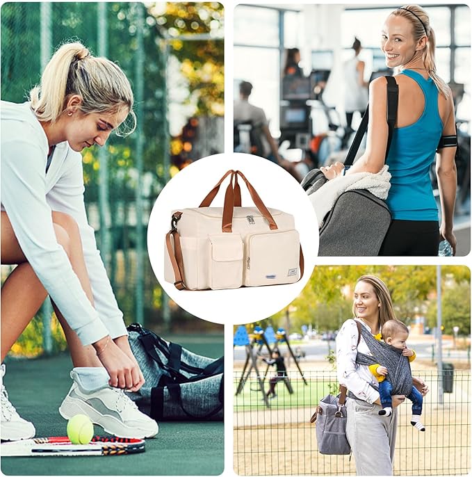 FIORETTO Women's Gym Duffle Bag with Shoes Compartment, 37L Capacity, Ideal for Travel, Gym, Sports, Duffel, Weekender-StrideForce Fitness