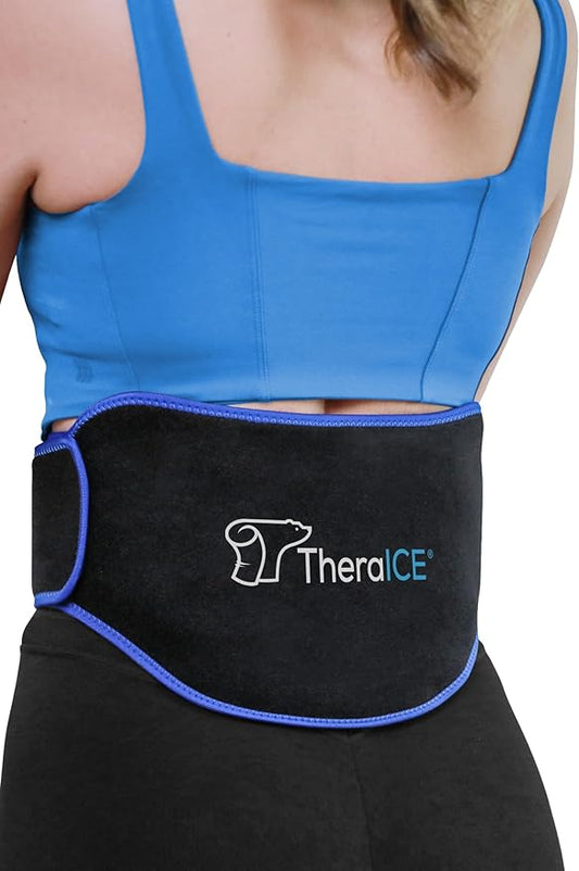 TheraICE Ice Pack for Back Brace for Lower Back Pain | 2 Hot or Cold Therapy Pain Relief Products for Sciatica, Herniated Disc., Lumbar Relief | 2 Heating Pads for Men or Women-StrideForce Fitness