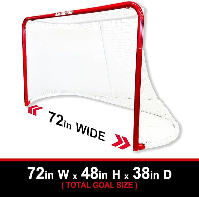 EALER Hockey Goal with Shooting Targets – 6′×4′ Portable Street & Ice Goal, Heavy-Duty 2″ Steel Frame, 11 Target Holes, Tear-Proof Fabric, Official Size, Easy Backyard Assembly-StrideForce Fitness