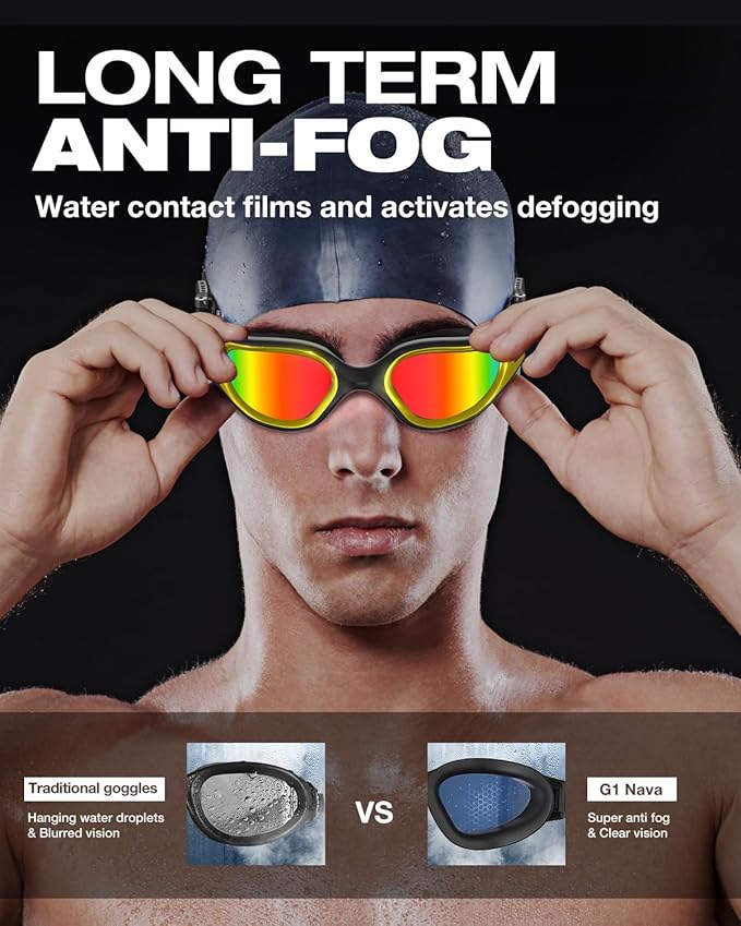 ZIONOR G1 Nava Super Anti-Fog Unisex Swim Goggles Mirror/Bright Smoke Lens-StrideForce Fitness