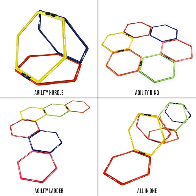Yes4All Hex Agility Rings/Speed Rings with Carrying Bag – Hexagon Rings, Agility Hurdles for Agility Footwork Training-StrideForce Fitness