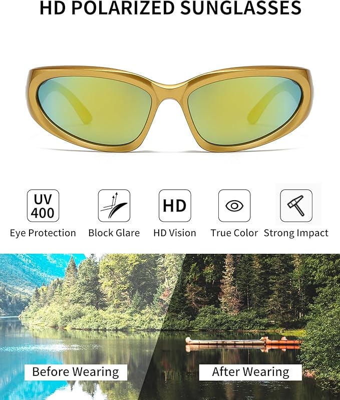 SOAR&EAGLE Y2K 3Pack Polarized sunglasses Wrap Around Men's Women's sunglasses Fashion Sport Shades Sun Glasses-StrideForce Fitness