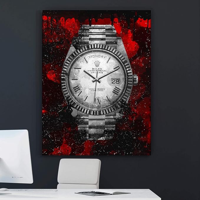 Luxury Watch Canvas Print Office Wall Decor Modern Art Pop Culture Decoration Inspiration Clock Timer Prints Framed Arts Walls Furniture (36" x 24")-StrideForce Fitness