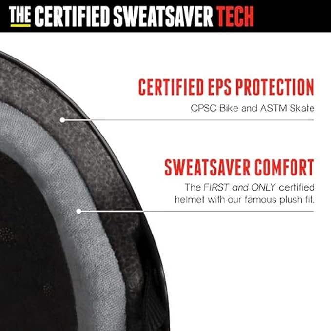Triple Eight Certified Sweatsaver Helmet for Skateboarding, BMX, Roller Derby, Roller Skating, Inline Skating, Scooter and Bike-StrideForce Fitness