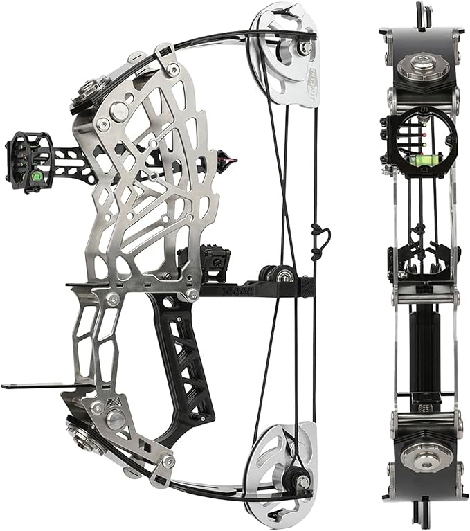 Short Axle Compound Bow Hunting Package Adjustable Draw Weight 15-32 Lbs No Bow Press Needed Includes 8 Carbon Arrows, Wrist Release & Sight Left/Right Hand (Short Shaft Type 1)-StrideForce Fitness