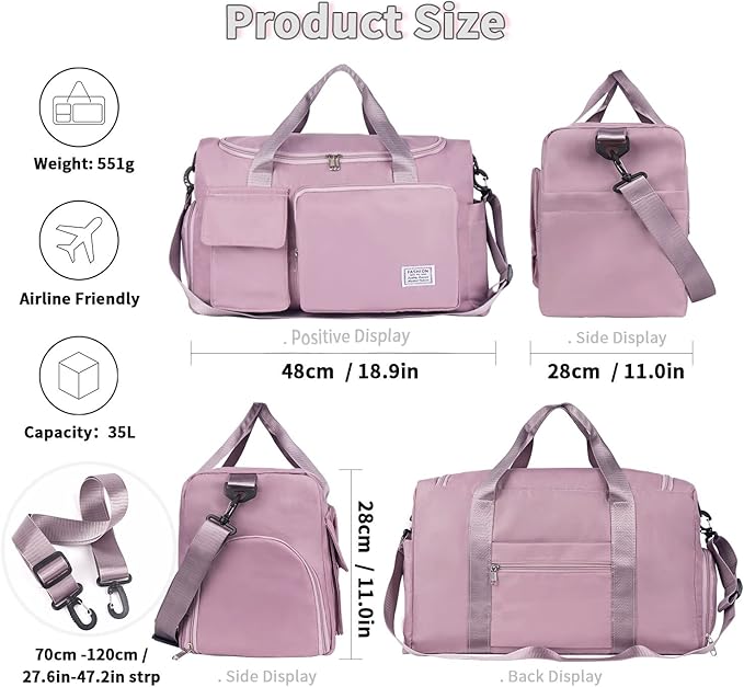 FIORETTO Women's Gym Duffle Bag with Shoes Compartment, 37L Capacity, Ideal for Travel, Gym, Sports, Duffel, Weekender-StrideForce Fitness