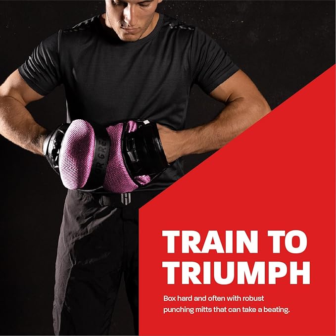 Hawk Sports Punching Mitts for Men, Women, & Kids, Leather Focus Mitts for Martial Arts & Boxing Training, Curved Punch Mitts for Karate, Kickboxing, Krav MAGA, Muay Thai & Taekwondo-StrideForce Fitness