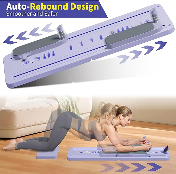 Pilates Reformer Set, ESBANY Pilates Board with Phone Holder, Multi-Purpose Foldable Pilates Reformer Machine, Portable Home Pilates Slider Board Equipment for Home Workout, Fitness, Exercise, Abs-StrideForce Fitness