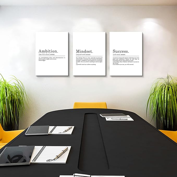 Inspirational Canvas Painting Wall Art -EPHANY ART - Mindset Quotes Prints, Ambition Letters Poster, Motivational Wall Art, Success Framed Entrepreneur Poster, Positive Quotes Wall Poster for Home Office Workplace (L-3pcs,12x16inchx3pcs)-StrideForce Fitness