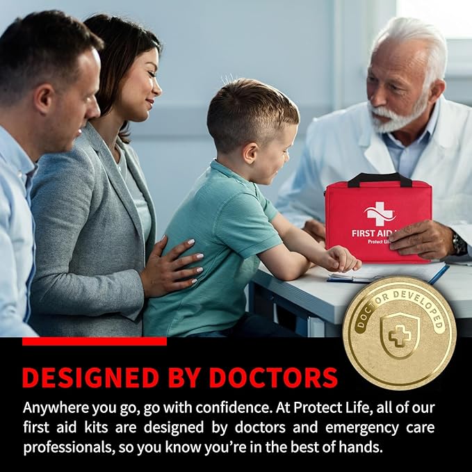 Protect Life Survival First Aid Kit for Home/Business, Camping Survival Kits | Mini Travel First Aid Kit | Camping Equipment | Small Kits for Car | Outdoor Emergency Survivals Pack - 200pcs-StrideForce Fitness