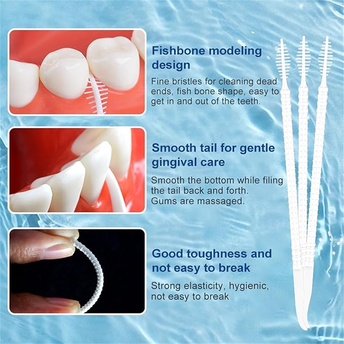 Super Deer 300Count Brushpicks Interdental Toothpicks,Soft Bristle Dental Floss Picks Toothpicks,Helps Removes Plaque and Debris Between Your Teeth (1)