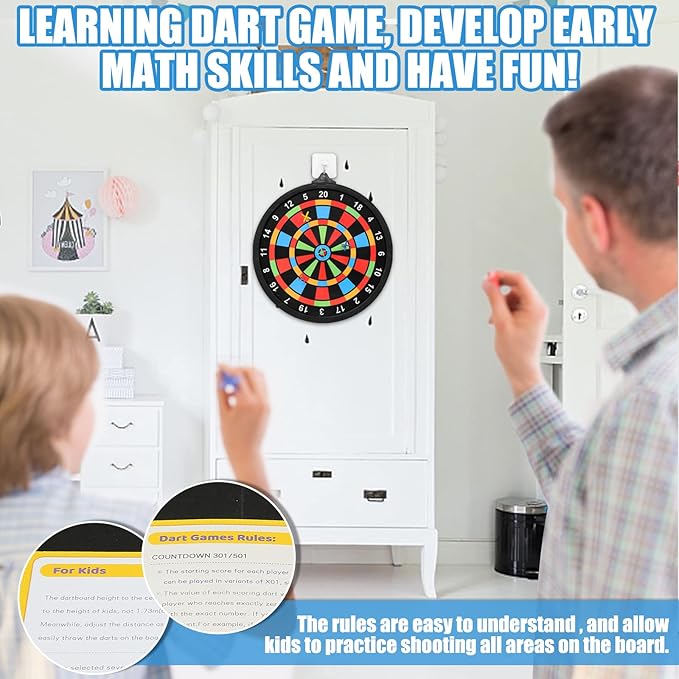 Magnetic Dart Board w/ 12 Darts, Toys for Boys Age 8-12, Safe Indoor Outdoor Games for Kids 8-12, Teen Gifts for 6 7 8 9 10 11 12 13 14 Year Old Boys Girls-StrideForce Fitness
