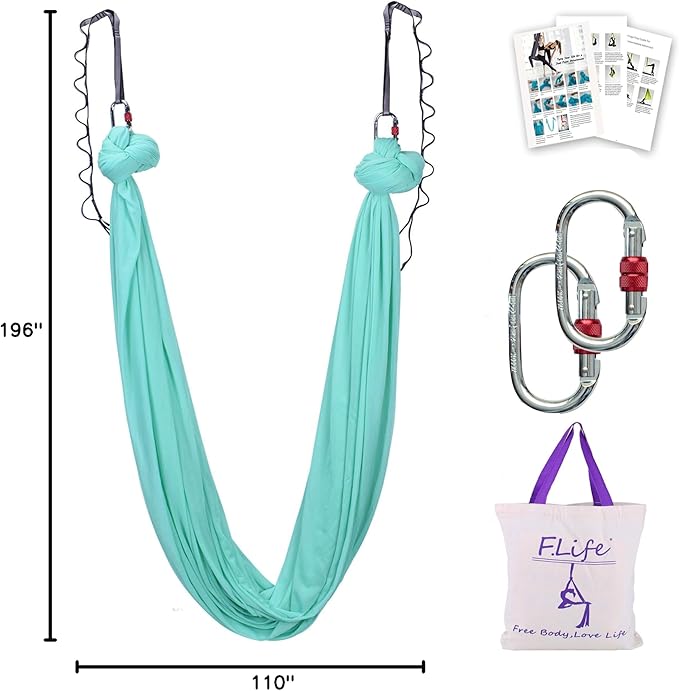 F.Life Aerial Silk Yoga Hammock & Swing for yoga Inversion,Strength training,starter hardware kit-StrideForce Fitness