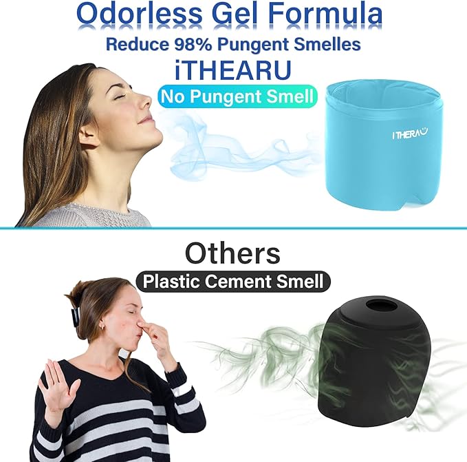 iTHERAU Migraine Relief Cap, Soothing Headache Hat, Gel Ice Pack Head Wrap with Hot and Cold Therapy, Headache Relief Cap for Sinus, Puffy Eyes, Tension and Stress Relief Blue-StrideForce Fitness