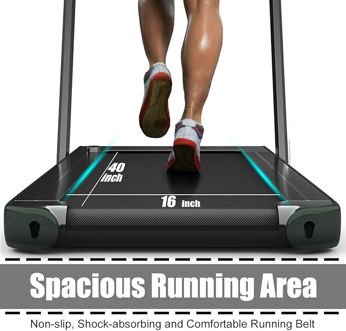 GYMAX Walking Pad, 2.25HP Foldable Treadmill with Smart App & Remote Control, Bluetooth LED Monitor, Small Spaces Compact Running Machine, Folding Portable Under Desk Treadmill for Home Office-StrideForce Fitness