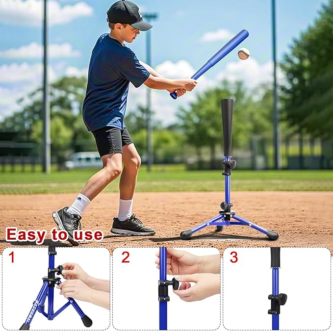 Baseball Tee for Kids,Youth Stand Set,Teeball Set,Youth Baseball,Softball Batting Tee Set,Easy Adjustable Height-StrideForce Fitness
