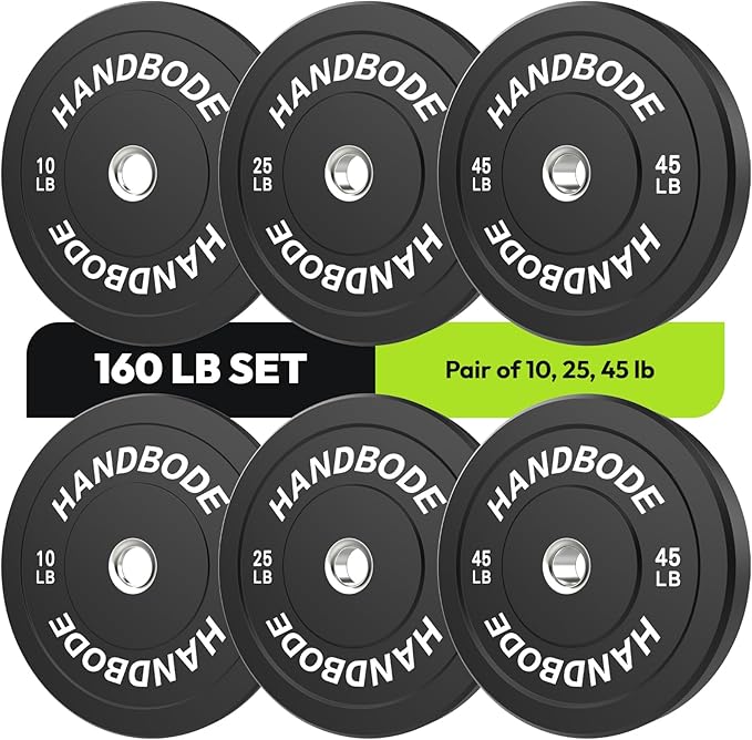 Bumper Plates 2 - Inch Olympic Weight Plate Set for Barbell, 10-55 lb Rubber Weights Sets for Home Gym, Strength Training Plate, Weight Lifting, Black-StrideForce Fitness