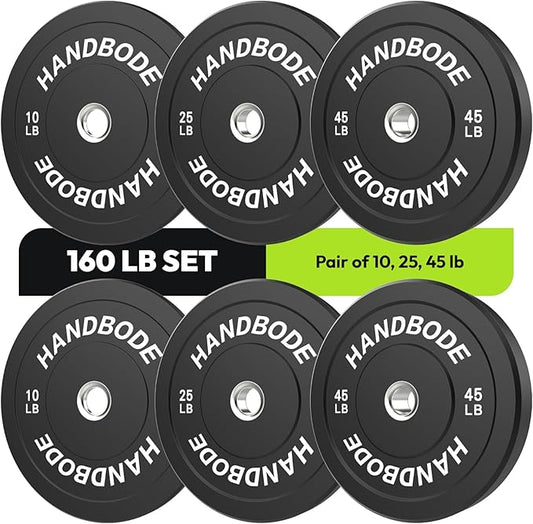 Bumper Plates 2 - Inch Olympic Weight Plate Set for Barbell, 10-55 lb Rubber Weights Sets for Home Gym, Strength Training Plate, Weight Lifting, Black-StrideForce Fitness