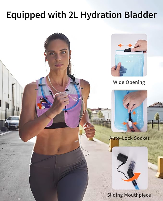 ECOHUB Running Hydration Vest Backpack,Lightweight Breathable Pack with 2L Water Bladder Bag Daypack for Hiking Trail Running Cycling Race Marathon for Women Men-StrideForce Fitness