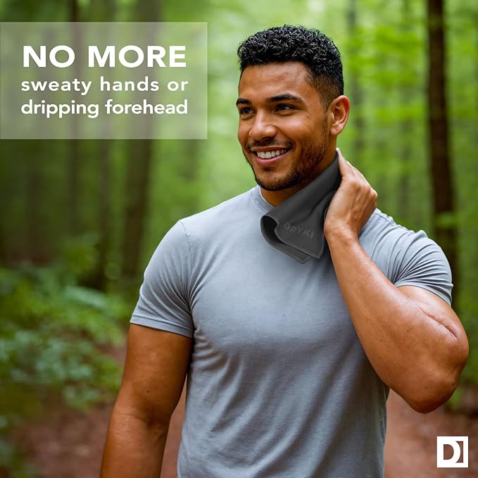 Pocket-Sized Sweat Towels - The Original Sweat Absorbing Handkerchiefs - Quick-Dry Microfiber Sweat Rags for Face, Hands, & Body - Men & Women - Gym, Sports, and Work (Dark Grey: 5 Pack)-StrideForce Fitness