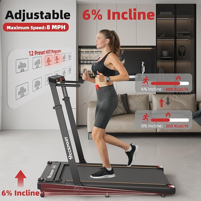Treadmill with Incline, 3 in 1 Under Desk Treadmill Walking Pad with Removable Desk Workstation 3.5HP Foldable Compact Walking Treadmills for Home Small Office with Wristband Remote Control-StrideForce Fitness