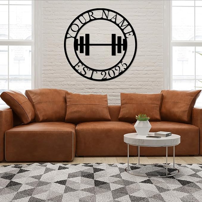 Personalized Metal Gym Sign, Custom Fitness Metal Wall Decor, Yoga Room Sign, fitness room decor, home gym decor, gifts for sports lovers, black metal-StrideForce Fitness