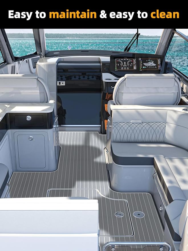 FOCEAN Boat Flooring EVA Foam Boat Decking Faux Teak Marine Flooring Boat Mat Boat Carpet Sheet for Motorboat RV Yacht Kayak Surfboard, 94.5"x 47.2"/35.4"/23.6"/15.7"-StrideForce Fitness