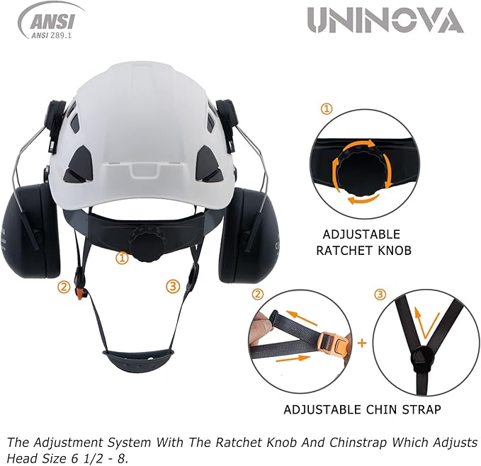 UNINOVA Arborist Helmet Forestry Helmet Chainsaw Helmet with Visor and Earmuffs,OSHA Safety Hard Hat Helmet for Logging Trimming Mowing Climbing Tree Service Garden Work-StrideForce Fitness