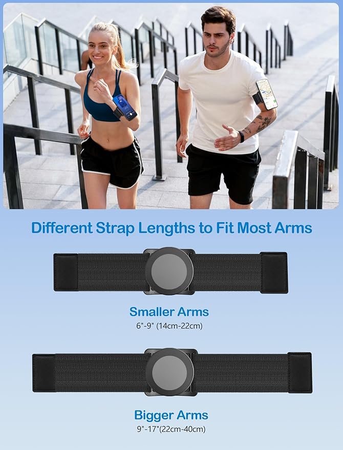 TOPGO [2 Generation Upgrad] Running Phone Holder for iPhone [360° Rotatable & Built-in Retractable Rope] Magnetic Wrist Phone Holder, Magsafe Armband for iPhone 17 Pro and Android (Black, 2 Straps)-StrideForce Fitness