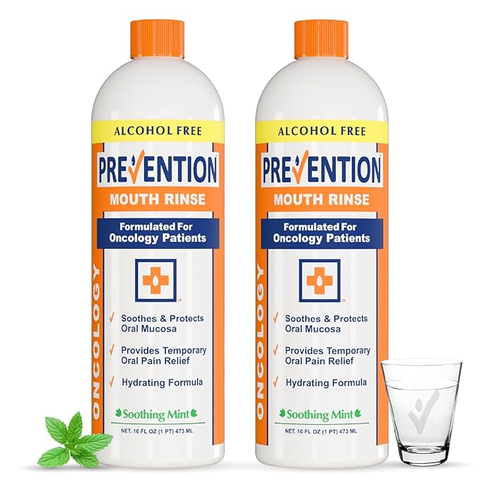 Prevention Oncology Alcohol Free Mouthwash, Soothing, Gentle, & Moisturizing, Mouthsore and Dry Mouth Mouthwash Specially Formulated for Patients Undergoing Oncology Treatment - 16 oz, Value 2-Pack