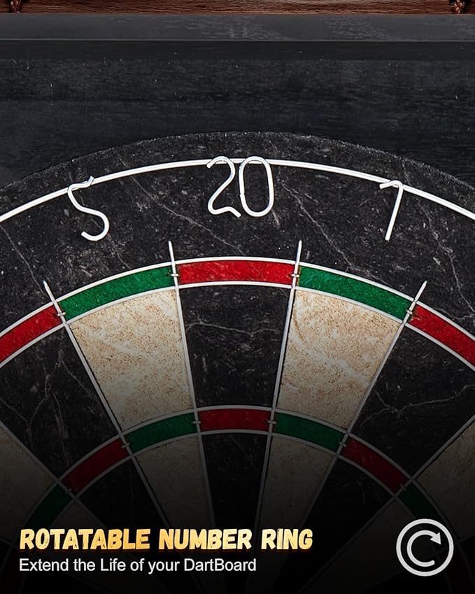 Sisal Dart Board Cabinet Sets, Decorative Dart Boards for Adults [6*Steel Darts] - Wooden Dartboard Cabinet with Integrated Scoreboard for Family Game Rooms-StrideForce Fitness