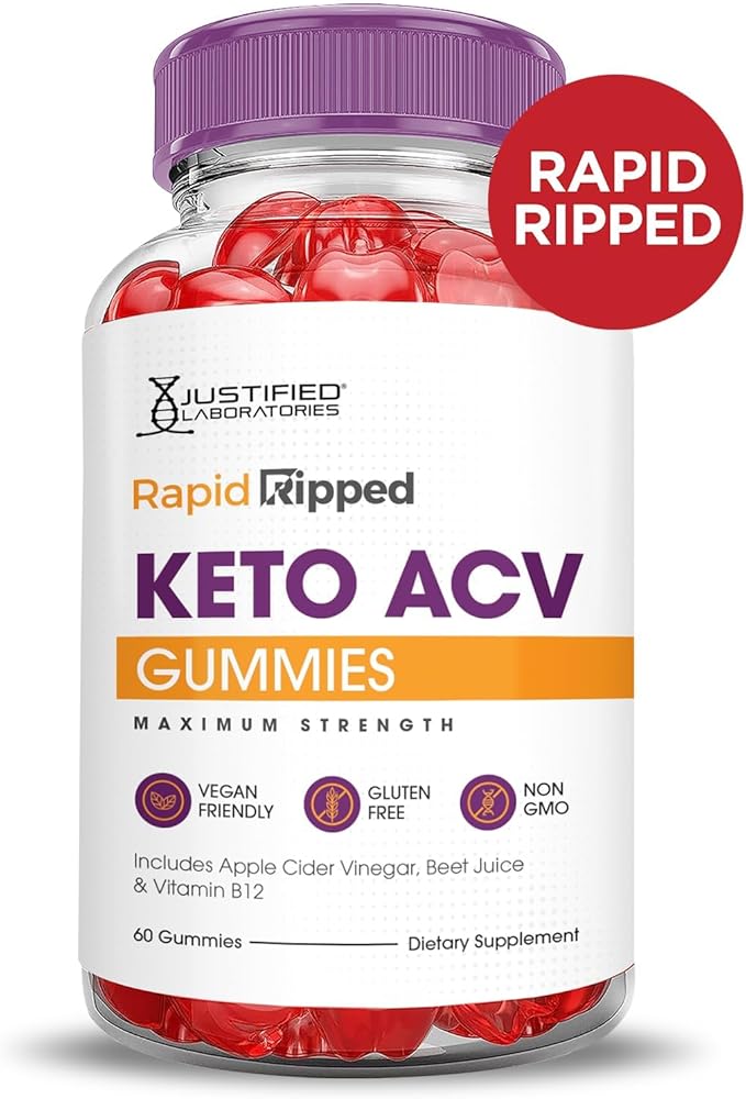 Justified Laboratories Rapid Ripped Keto ACV Gummies Advanced Formula 1000MG Rapidripped Keto Gummies Apple Cider Vinegar Formulated with Pomegranate Beet Juice Powder B12 Vegan Non GMO 300 Gummys-StrideForce Fitness