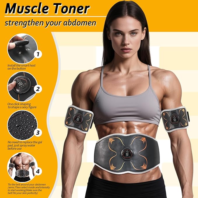 Electronic Muscle Stimulator, Abs Stimulator Muscle Toner for Abdomen/Arm/Leg, Strength Training Equipment for Men and Women-StrideForce Fitness